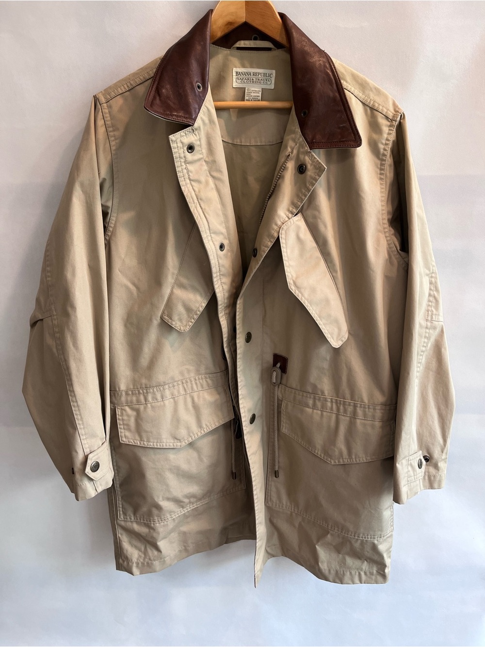 Vintage Banana Republic Safari Trading Co. Leather Collar Jacket Chore Jacket